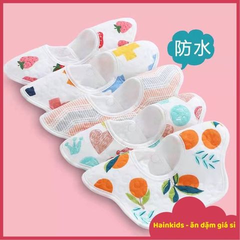 Yếm Hoa Chống Thấm Xoay 360 Độ Cho Bé - Yếm Ti Sữa Dễ Thương, Phụ Kiện Ăn Dặm An Toàn Từ 0-4 Tuổi