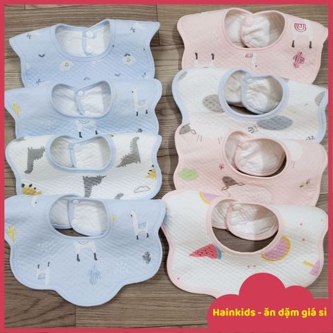 Yếm Hoa Chống Thấm Xoay 360 Độ Cho Bé - Yếm Ti Sữa Dễ Thương, Phụ Kiện Ăn Dặm An Toàn Từ 0-4 Tuổi