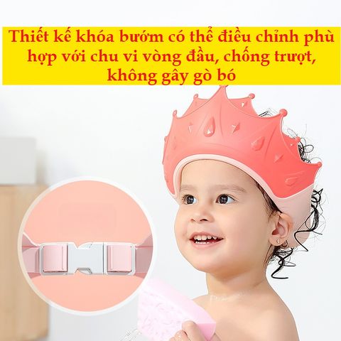 Mũ Gội Đầu Silicon Cao Cấp Chống Nước cho Bé 0-6 Tuổi - Nón Tắm Dễ Điều Chỉnh Không Đau, Bảo Vệ Tai và Mặt Bé