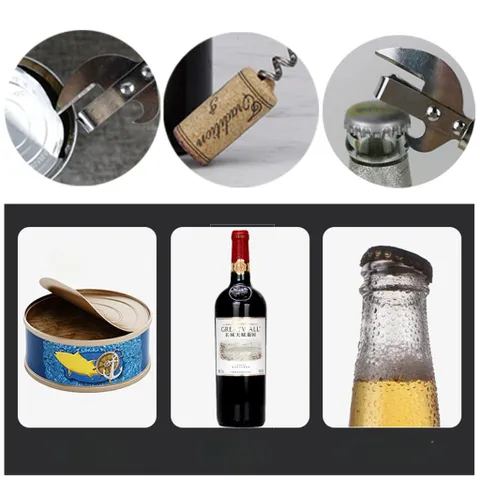 Dụng Cụ Mở Nắp Chai Đa Năng - Khui Rượu Vang, Đồ Uống và Thực Phẩm Đóng Hộp Tiện Lợi Cho Nhà Bếp