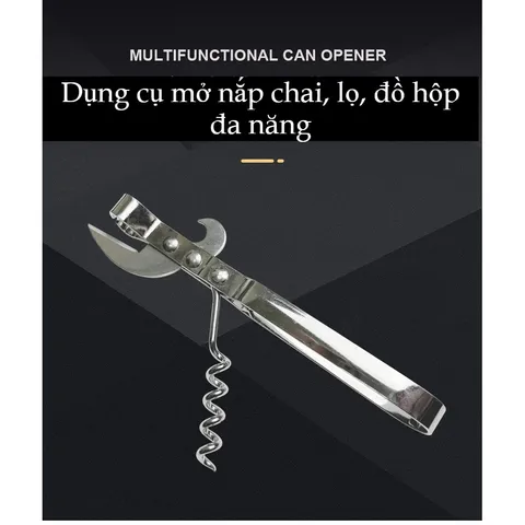 Dụng Cụ Mở Nắp Chai Đa Năng - Khui Rượu Vang, Đồ Uống và Thực Phẩm Đóng Hộp Tiện Lợi Cho Nhà Bếp