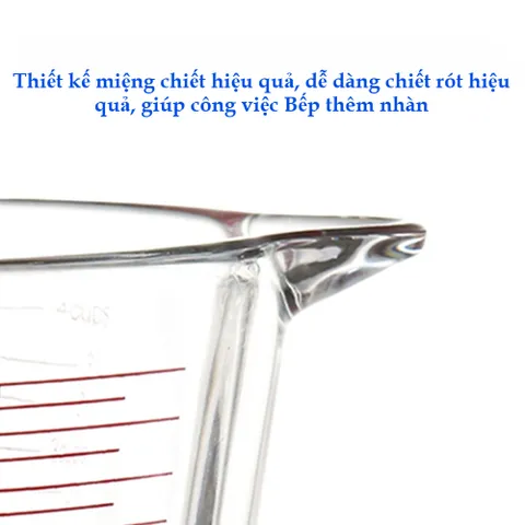 Cốc Đong Thủy Tinh Borosilicate Có Thang Đo và Miệng Chiết, Dung Tích Tùy Chọn 350ml/500ml/1000ml, Dùng Khuấy và Hâm Nóng Thức Ăn