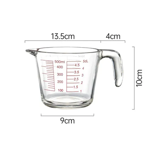 Cốc Đong Thủy Tinh Borosilicate Có Thang Đo và Miệng Chiết, Dung Tích Tùy Chọn 350ml/500ml/1000ml, Dùng Khuấy và Hâm Nóng Thức Ăn