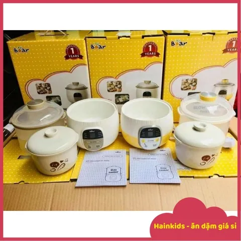 Nắp và Xửng Hấp Thố Sứ cho Nồi Nấu Chậm Bear 0.8L - Phụ Kiện Thay Thế Hàng Chính Hãng, Thao Tác Đơn Giản Cho Bữa Ăn Của Bé