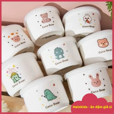 Hũ Sứ Chia Vạch Coco Bear 220ml Kèm Nắp Đậy - Hũ Đựng Đồ Ăn Dặm  Cho Bé, Trữ Đông Tiện Lợi, Dùng Trong Lò Vi Sóng