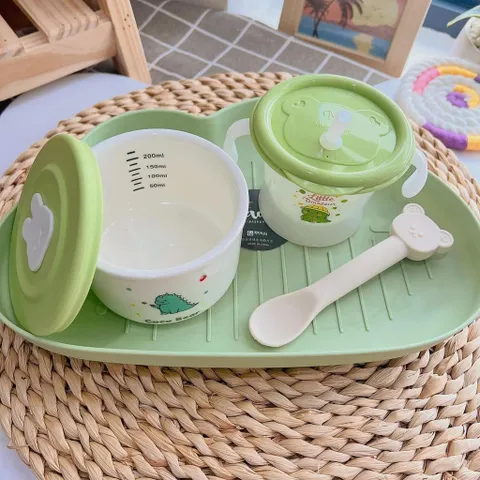 Hũ Sứ Chia Vạch Coco Bear 220ml Kèm Nắp Đậy - Hũ Đựng Đồ Ăn Dặm  Cho Bé, Trữ Đông Tiện Lợi, Dùng Trong Lò Vi Sóng