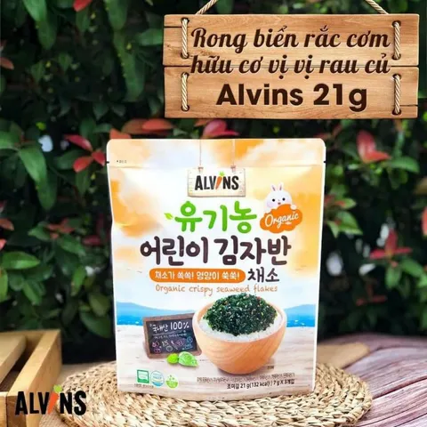 Rong Biển Rắc Cơm Hữu Cơ Alvin Hàn Quốc - Snack Cho Bé Ăn Dặm Từ 7 Tháng - Tinh Bột Protein Cao, Gói 21g