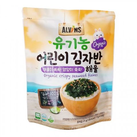 Rong Biển Rắc Cơm Hữu Cơ Alvin Hàn Quốc - Snack Cho Bé Ăn Dặm Từ 7 Tháng - Tinh Bột Protein Cao, Gói 21g
