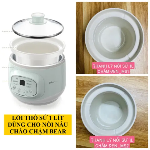 [THANH LÝ] Phụ Kiện Nồi Sứ Bear Mã D10B1/D10G1/D10J2, Lõi Nồi Sứ Dùng Cho Nồi Nấu Chậm Truyền Nhiệt Trực Tiếp Bear 1 Lít