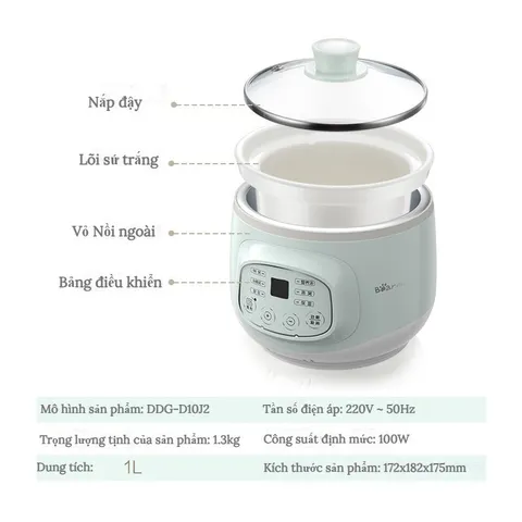 [THANH LÝ] Phụ Kiện Nồi Sứ Bear Mã D10B1/D10G1/D10J2, Lõi Nồi Sứ Dùng Cho Nồi Nấu Chậm Truyền Nhiệt Trực Tiếp Bear 1 Lít