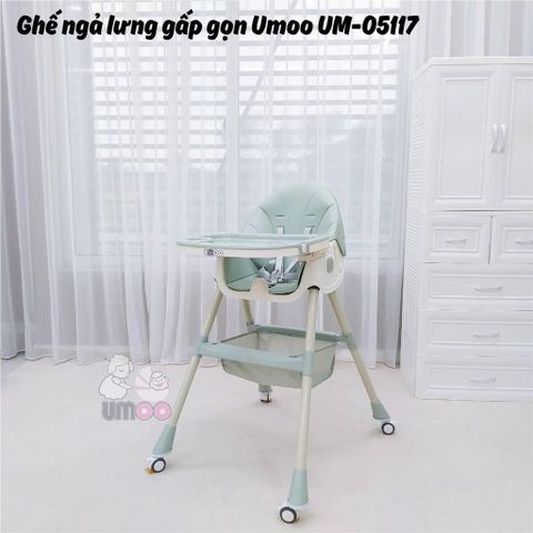 Phụ Kiện Ghế Ăn Dặm Umoo UM-05117/ UM-05145 - Ghế Ngả Lưng, Gấp Gọn, Có Bánh, Thay Thế An Toàn Cho Bé