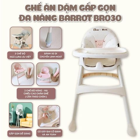 Phụ Kiện Ghế Ăn Dặm Umoo UM-05117/ UM-05145 - Ghế Ngả Lưng, Gấp Gọn, Có Bánh, Thay Thế An Toàn Cho Bé