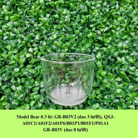 Phụ Kiện Thay Thế Cối Xay Bear B03V8 - Nắp Nhựa PP & Cối Thủy Tinh Borosilicat 0.3 Lít cho Máy Xay Ăn Dặm Cho Bé