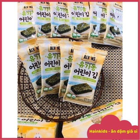 Rong Biển Hữu Cơ Hàn Quốc Alvin - Snack Ăn Liền Giàu Dinh Dưỡng cho Bé, Rong Nướng Tách Muối, Ngày Hết Hạn 6/2026