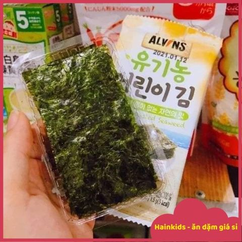 Rong Biển Hữu Cơ Hàn Quốc Alvin - Snack Ăn Liền Giàu Dinh Dưỡng cho Bé, Rong Nướng Tách Muối, Ngày Hết Hạn 6/2026