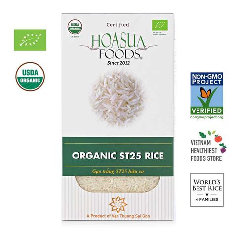 Gạo ST25 Hữu Cơ Hoa Sữa Organic Cho Bé Ăn Dặm - Gạo Ngon Nhất Thế Giới, Chất Lượng Cao, Được Chứng Nhận USDA và EU