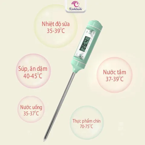 Que Đo Nhiệt Độ Chất Lỏng - Nhiệt Kế Pha Sữa, Nấu Ăn, Đo Nước Tắm Chính Hãng - Độ Chính Xác 99,9%