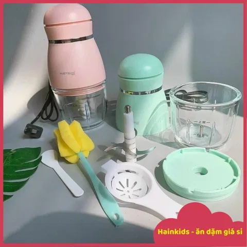 Máy Xay Hattiecs/Topwow Cho Bé 300ml - Cối Thủy Tinh An Toàn, 6 Lưỡi Dao Khỏe, Dùng Dễ, Bảo Hành 18 Tháng - Mẫu Mới 2023