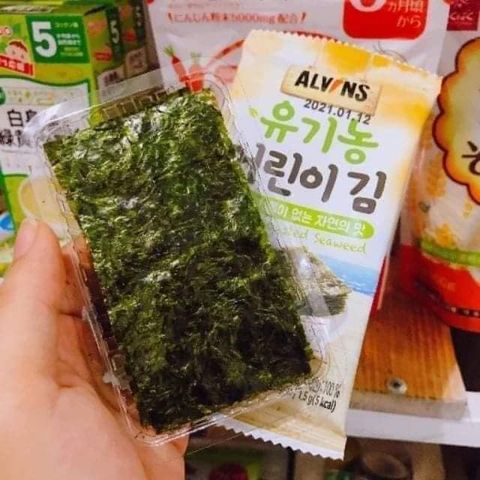 Rong Biển Hữu Cơ Tách Muối Alvins Hàn Quốc - 10 Gói Nhỏ Dinh Dưỡng An Toàn Cho Bé - Thực Phẩm Nguyên Chất Không Muối