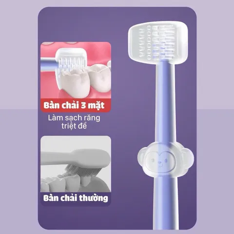 Set 3 Bàn Chải Rơ Lưỡi Mini On Silicone 3 Giai Đoạn Phát Triển Răng Nướu_Có Hộp Đựng Kiêm Cốc Súc Miệng Cho Bé Từ 0-18m
