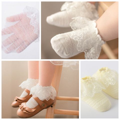 Tất Ren Cổ Ngắn Dạng Lưới Thoáng Khí Cho Bé Gái - Phong Cách Tiểu Thư Công Chúa, Cotton Cao Cấp Nhiều Màu Sắc 0-5 Tuổi