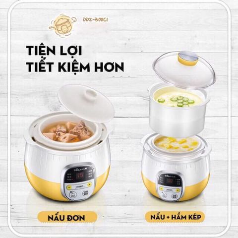 Nồi Nấu Chậm Bear 0.8L - Nồi Hầm Cháo Đa Năng Cho Bé, Bảo Hành 18 Tháng, Thiết Kế Hiện Đại, Giữ Nhiệt Tốt, Dễ Vệ Sinh