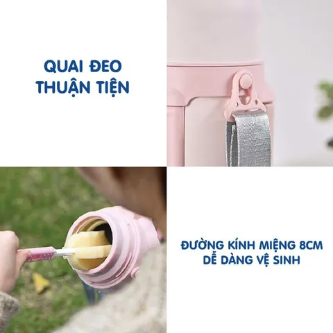 Bình ủ cháo giữ nhiệt TEDEMEI 530ml - Bình giữ ấm món ăn, canh, soup tiện lợi, an toàn và không rỉ nước