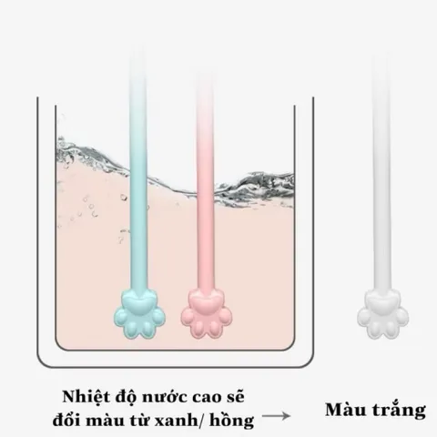 Que Khuấy Sữa Silicon Hình Gấu Đổi Màu Theo Nhiệt Độ - Dụng Cụ Pha Sữa An Toàn Cho Bé, Thiết Kế Đáng Yêu, Không Chứa BPA
