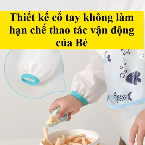 Yếm Dài Tay Chống Thấm Nước Cho Bé - Yếm Ăn Dặm Hoạt Hình Dễ Thương, Giúp Bé Vẽ Màu Nước, Chơi Đất Nặn và Thủ Công
