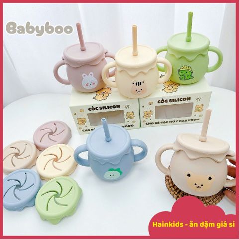 Cốc Tập Uống Nước Babyboo Silicon An Toàn Cho Bé, Dung Tích 250ml, Thiết Kế Hàn Quốc Dễ Dùng, Phù Hợp Trẻ 6M+