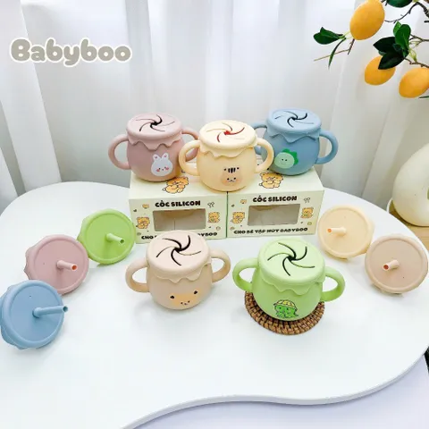 Cốc Tập Uống Nước Babyboo Silicon An Toàn Cho Bé, Dung Tích 250ml, Thiết Kế Hàn Quốc Dễ Dùng, Phù Hợp Trẻ 6M+