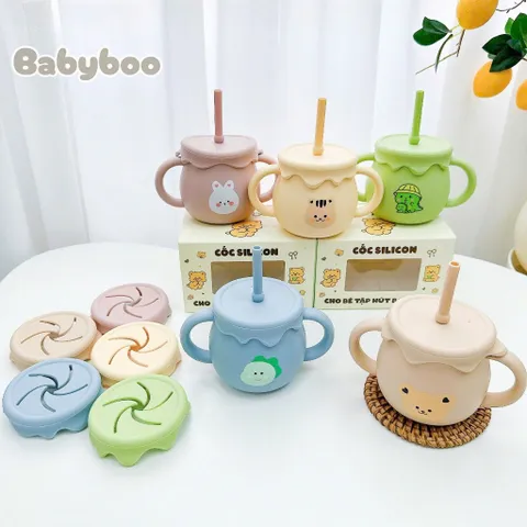 Cốc Tập Uống Nước Babyboo Silicon An Toàn Cho Bé, Dung Tích 250ml, Thiết Kế Hàn Quốc Dễ Dùng, Phù Hợp Trẻ 6M+