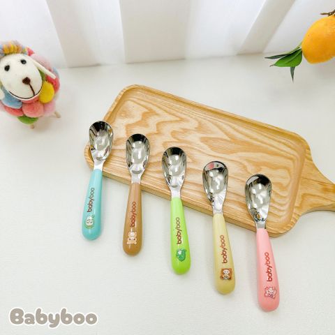 Thìa Tập Ăn Dặm Inox Babyboo - Muỗng Tập Ăn Chống Trơn Dành Cho Bé Từ 8 Tháng, Nhiều Màu Sắc An Toàn và Bền Bỉ