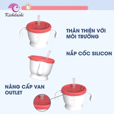 Cốc Tập Hút, Cốc Tập Uống 3 Giai Đoạn Cho Bé Từ 6 Tháng - Có Nút Bấm Hỗ Trợ