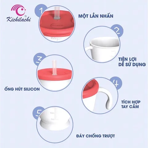 Cốc Tập Hút, Cốc Tập Uống 3 Giai Đoạn Cho Bé Từ 6 Tháng - Có Nút Bấm Hỗ Trợ