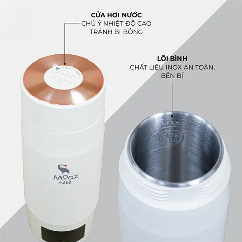 Bình Đun Di Động MOAZ BÉBÉ MB-058 - Sạc Nhanh, Đun Nóng Khỏe, Hâm Sữa cho Bé, Thiết Kế Nhỏ Gọn, Màn Hình LED, Dung Tích 300ml