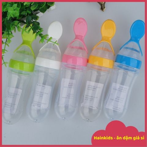 Thìa Bóp Silicon An Toàn Cho Bé - Dụng Cụ Ăn Dặm Tiện Lợi Để Đút Bột, Sữa, Cháo - Bộ Đồ Ăn Dặm Chất Lượng Cao 90ml