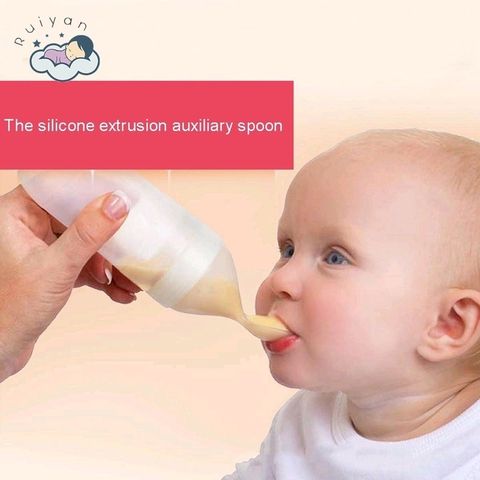 Thìa Bóp Silicon An Toàn Cho Bé - Dụng Cụ Ăn Dặm Tiện Lợi Để Đút Bột, Sữa, Cháo - Bộ Đồ Ăn Dặm Chất Lượng Cao 90ml