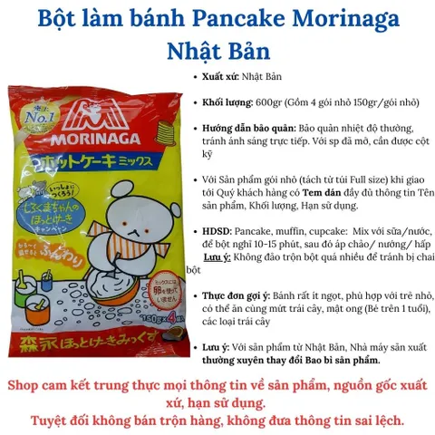 Bột Làm Bánh Pancake Morinaga 600GR - Date 8/2026, Bột Làm Bánh Rán, Bột Làm Bánh Doraemon Có Tách Lẻ (Date 30.09.2026)