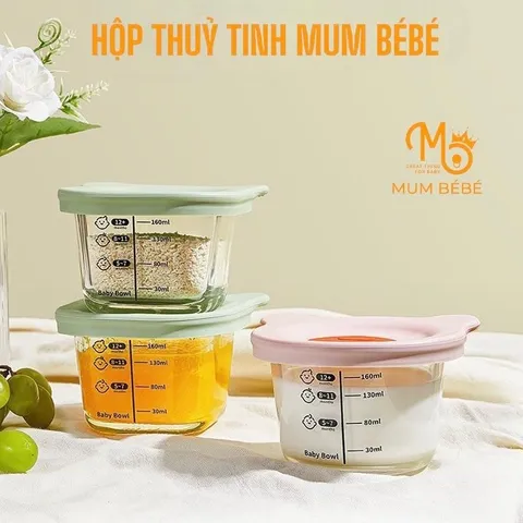 Hũ Thủy Tinh Có Nắp Đậy LockNLock/Mum Bé Bé 200-230ml, Chia Vạch MumBébé Cao Cấp, Hũ LockandLock LLG508S3