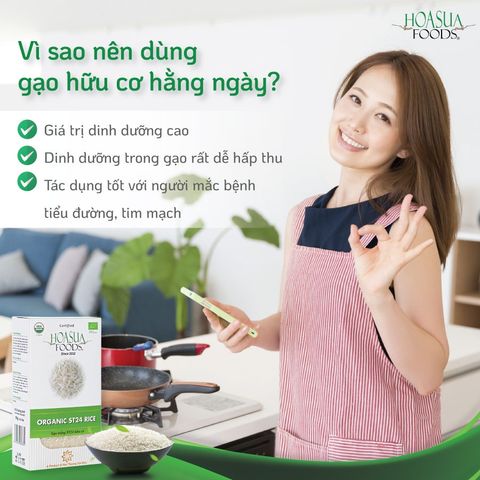 Gạo Japonica/Gạo ST25 Hữu Cơ Organic Cao Cấp, Gạo Nhật Cho Bé Ăn Dặm 1kg - Date T2/2026