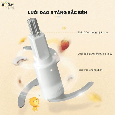 Phụ Kiện Máy Xay Sinh Tố Bear QSJ-C02K1 - Cối Thủy Tinh 0.6L, Lưỡi Dao Inox, Công Suất 200W, Thiết Kế Tháo Rời Dễ Dàng Vệ Sinh