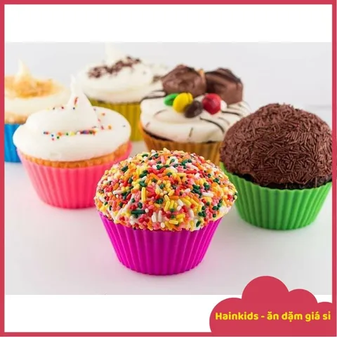 Khuôn Silicon Làm Bánh Cupcake & Muffin - Chịu Nhiệt 230°C, Dễ Dàng Vệ Sinh, An Toàn Cho Bé, Dùng Được Trong Lò Nướng & Lò Vi Sóng