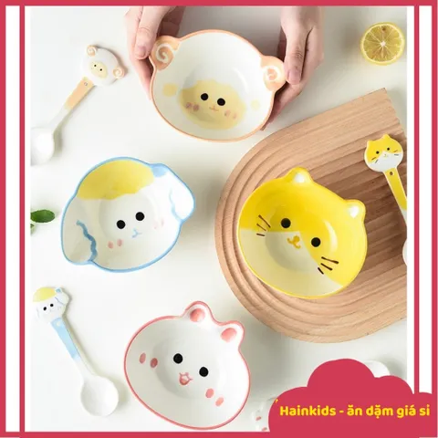 Chén Sứ Họa Tiết Theo Bộ Chén ăn Dặm Cho Bé Ăn Dặm Họa Tiết Hình động Vật đáng Yêu