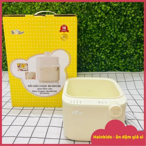 Nắp Nhựa và Thố Sứ Nồi Bear 0.8L NNC08 - Phụ Kiện Tách Lẻ Chính Hãng Hỗ Trợ Nấu Ăn Tiện Lợi cho Bé