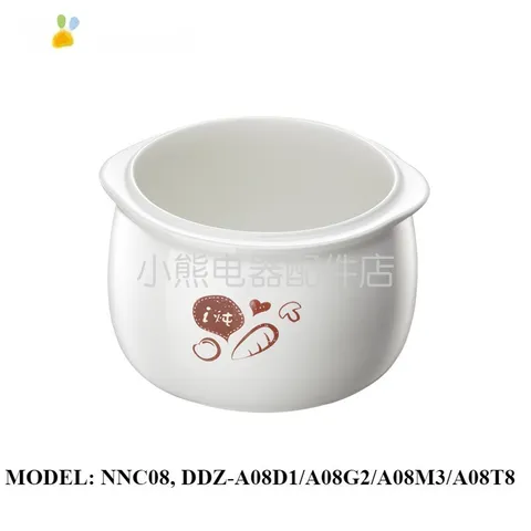 Nắp Nhựa và Thố Sứ Nồi Bear 0.8L NNC08 - Phụ Kiện Tách Lẻ Chính Hãng Hỗ Trợ Nấu Ăn Tiện Lợi cho Bé