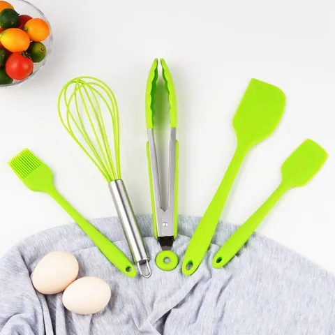 Set Dụng Cụ Làm Bánh 5 Món Silicon Cao Cấp Chịu Nhiệt - Đồ Dùng Bếp An Toàn, Đẹp Mắt Cho Người Mới Bắt Đầu