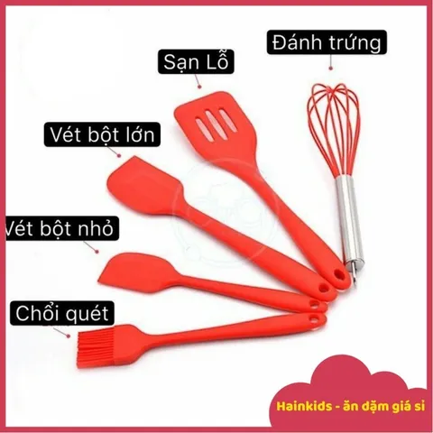 Set Dụng Cụ Làm Bánh 5 Món Silicon Cao Cấp Chịu Nhiệt - Đồ Dùng Bếp An Toàn, Đẹp Mắt Cho Người Mới Bắt Đầu