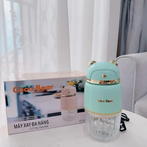 Máy Xay Coco Bear 8 Lưỡi Đồ Ăn Dặm Cho Bé - Mini Cối Thủy Tinh An Toàn, Dao Thép Không Gỉ, Bảo Hành 18 Tháng