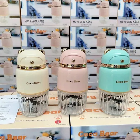 Máy Xay Coco Bear 8 Lưỡi Đồ Ăn Dặm Cho Bé - Mini Cối Thủy Tinh An Toàn, Dao Thép Không Gỉ, Bảo Hành 18 Tháng